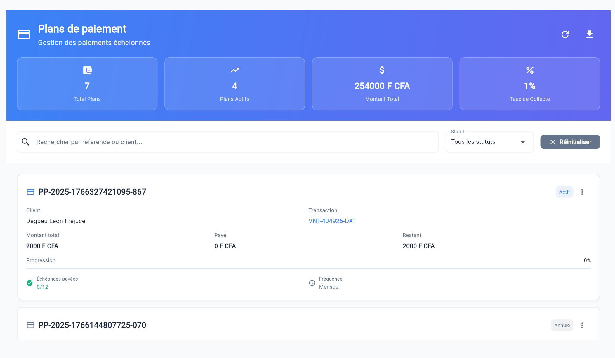 Plan de paiement Makiti